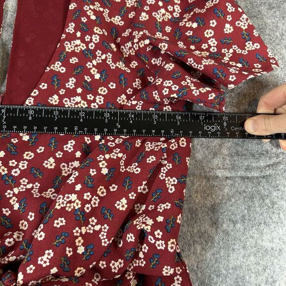Lulus Dress Womens Medium Floral Support Wine Red Floral Print Knotted Mini - Picture 4 of 9